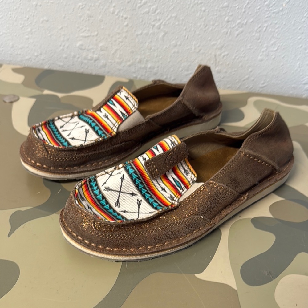 Brown Slip-On Shoes with Patterned Design
